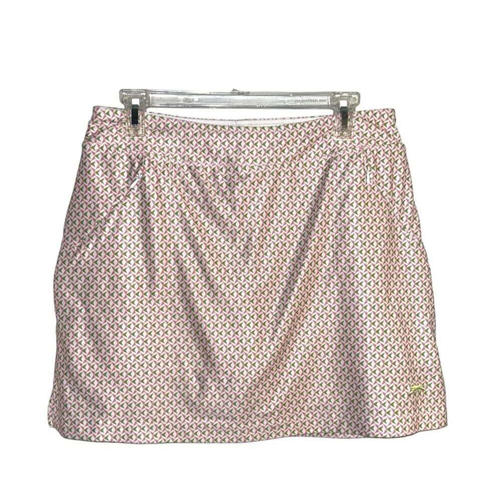 Slazenger White & Pink Geometric Golf Pocketed Sporty Skort Skirt Size Medium